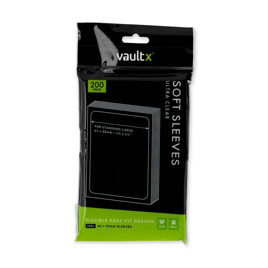 A retail pack of soft card sleeves, the thin clear sleeves collectors call penny sleeves