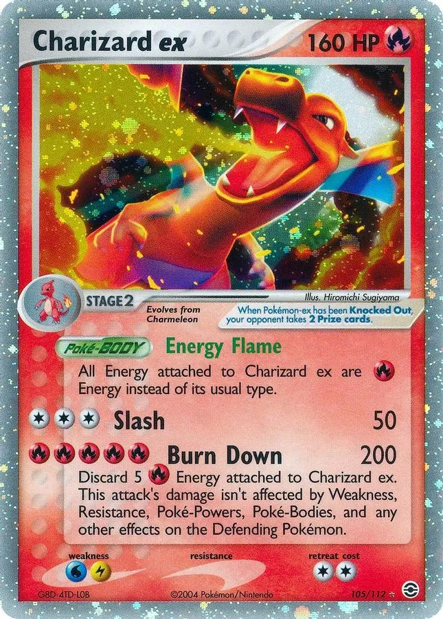 A Charizard ex card from the EX era, with a lowercase ex after the name