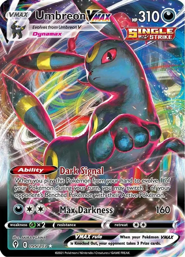 An Umbreon VMAX card, with VMAX after the name