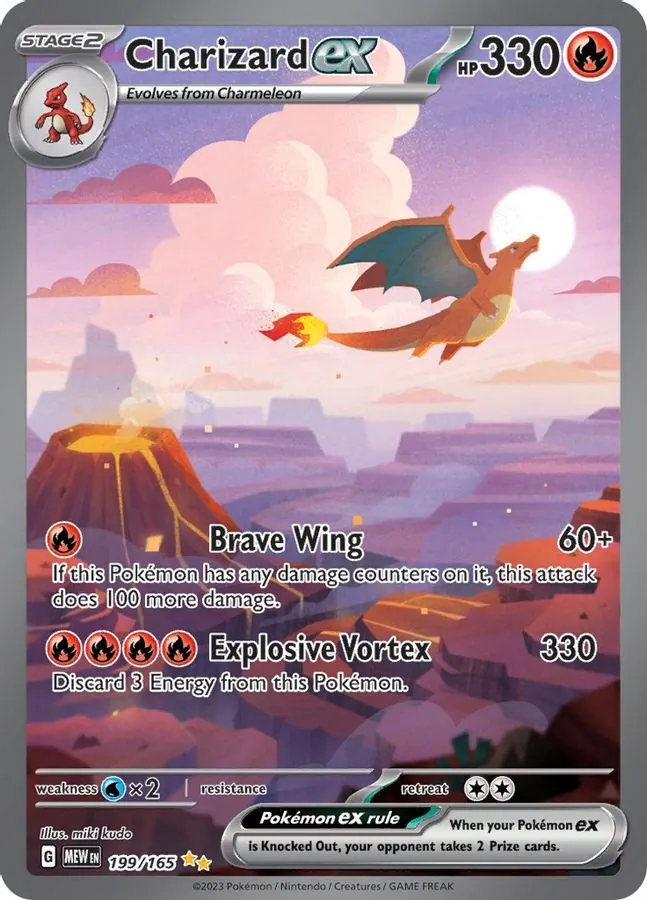 A modern Charizard ex card from the Scarlet and Violet era, with a lowercase ex after the name